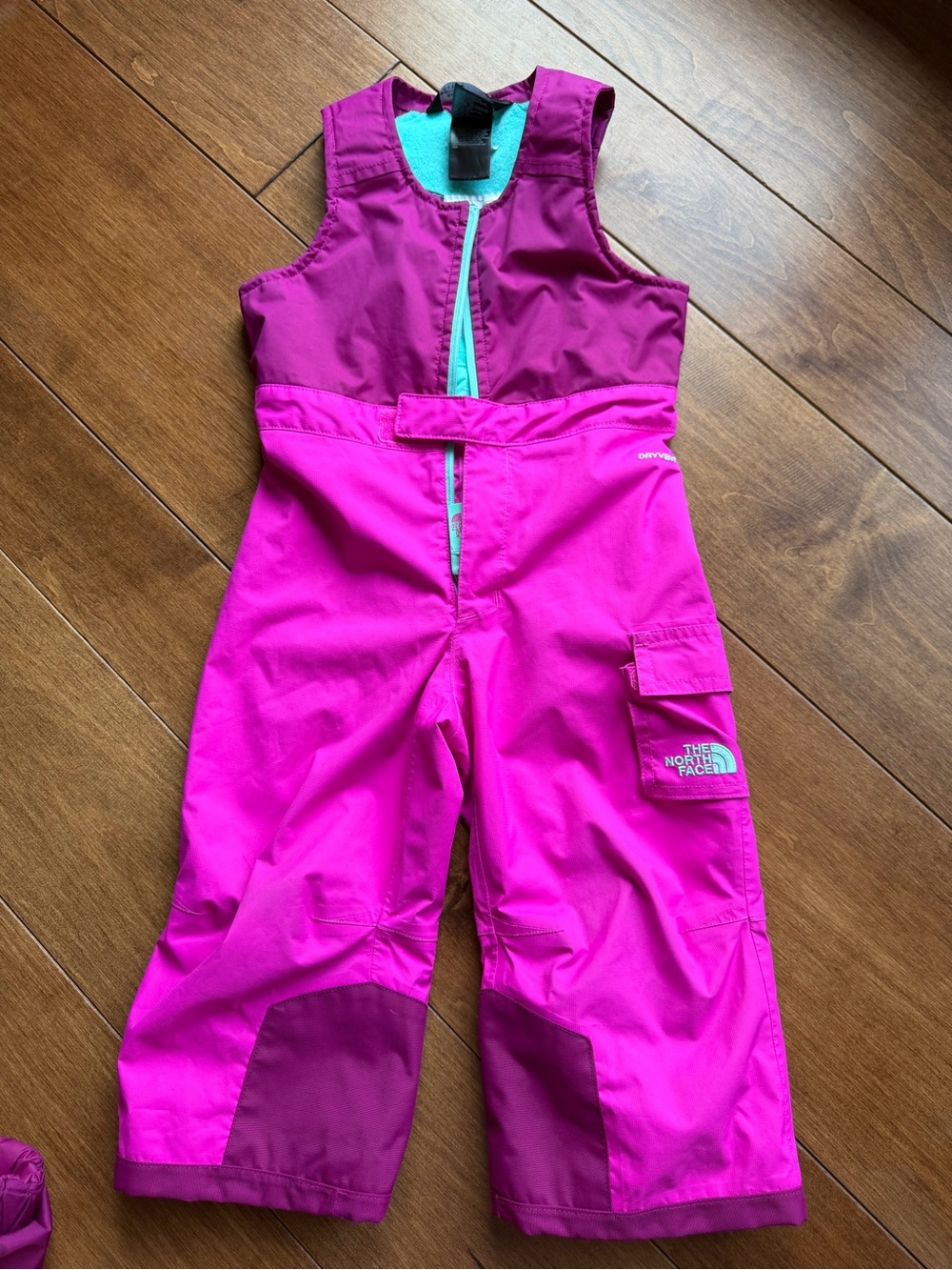 The North Face Bright Magenta and Burgundy Kids Snow Overalls